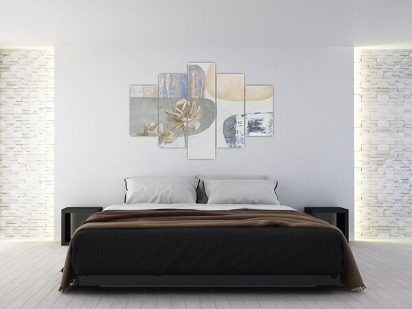 Kép - Festészet virágokkal és textúrákkal (150x105 cm)