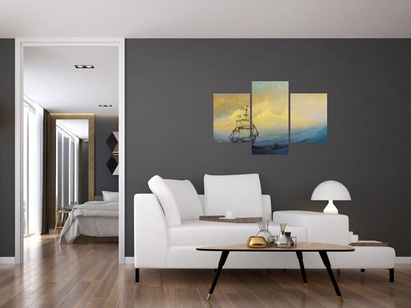Kép - Egy hajó festménye a tengeren (90x60 cm)