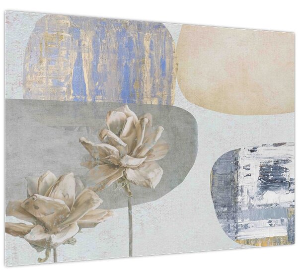 Kép - Festészet virágokkal és textúrákkal (70x50 cm)