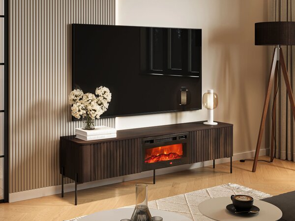 TV-állvány Mavnue 105, Közepes sűrűségű farostlemez, Laminált forgácslap, 55x190x40cm, Sötét tölgy