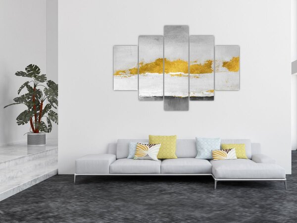 Kép - Arany és szürke vonások (150x105 cm)