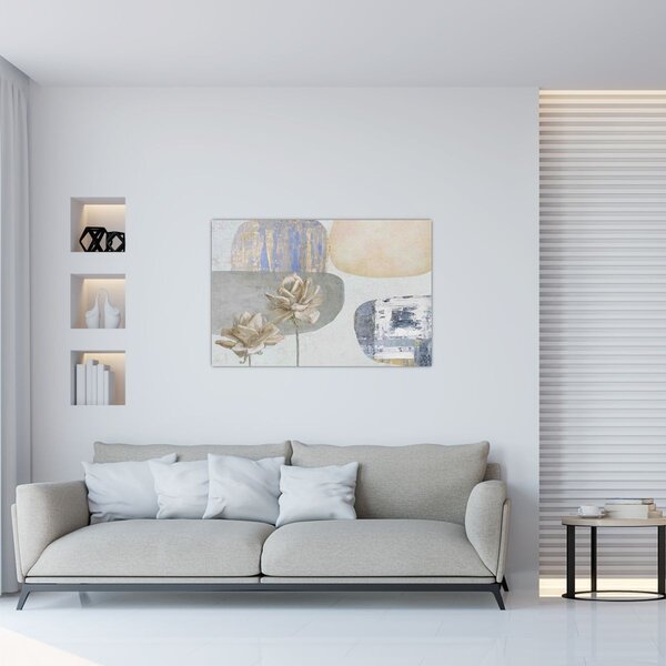 Kép - Festészet virágokkal és textúrákkal (90x60 cm)