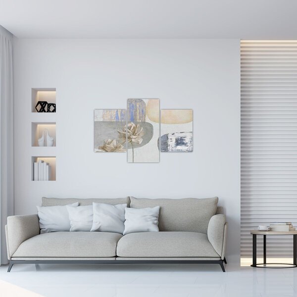 Kép - Festészet virágokkal és textúrákkal (90x60 cm)