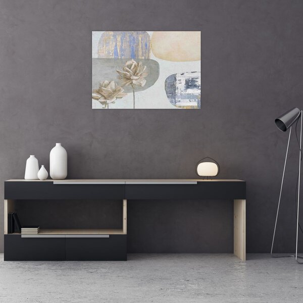 Kép - Festészet virágokkal és textúrákkal (70x50 cm)