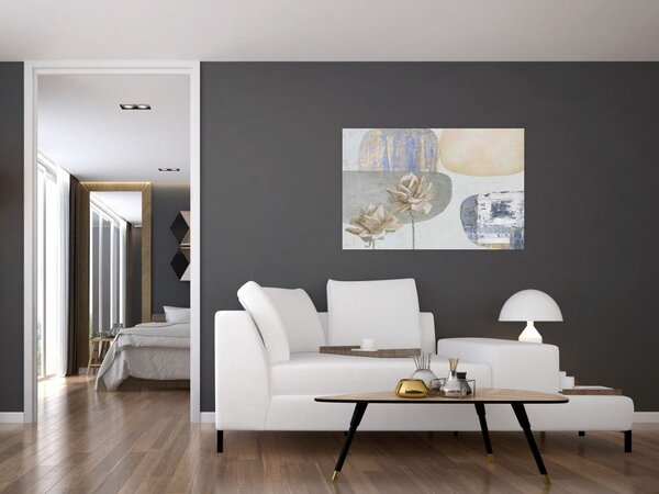 Kép - Festészet virágokkal és textúrákkal (90x60 cm)