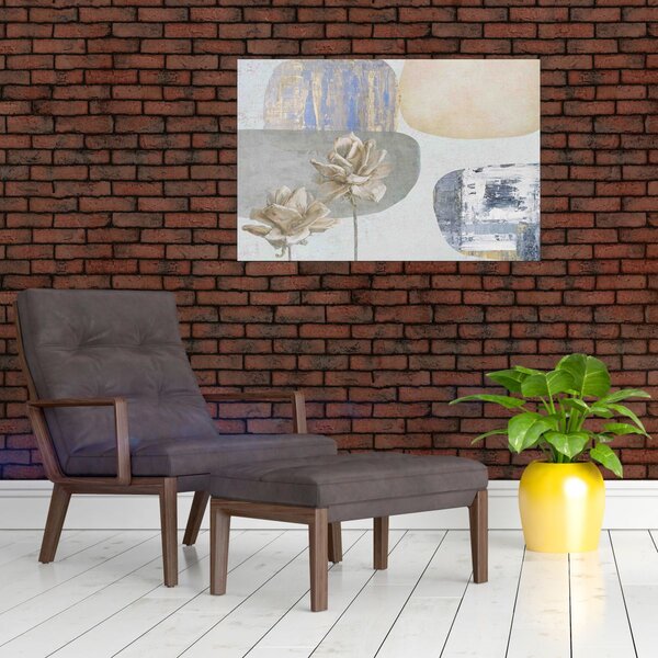 Kép - Festészet virágokkal és textúrákkal (90x60 cm)