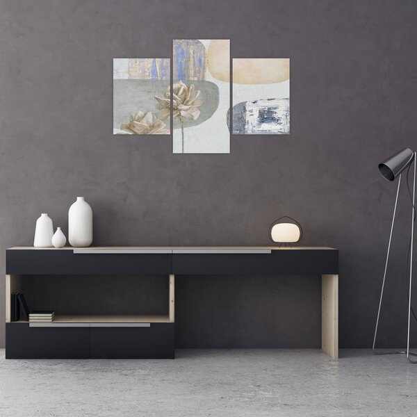Kép - Festészet virágokkal és textúrákkal (90x60 cm)