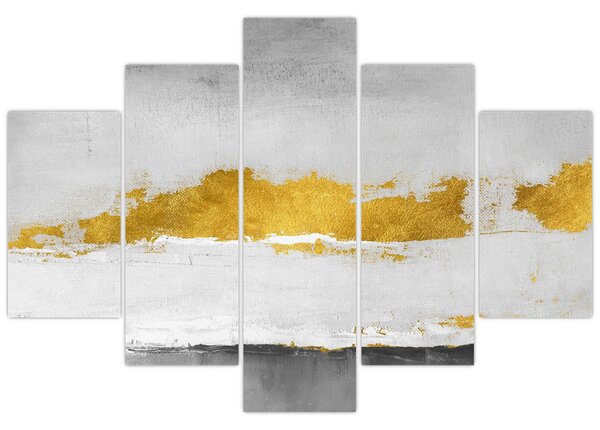 Kép - Arany és szürke vonások (150x105 cm)