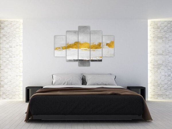 Kép - Arany és szürke vonások (150x105 cm)