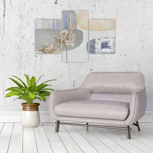 Kép - Festészet virágokkal és textúrákkal (90x60 cm)