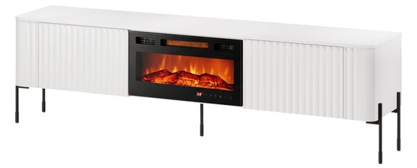 TV-állvány Mavnue 105, Közepes sűrűségű farostlemez, Laminált forgácslap, 55x190x40cm, Fehér