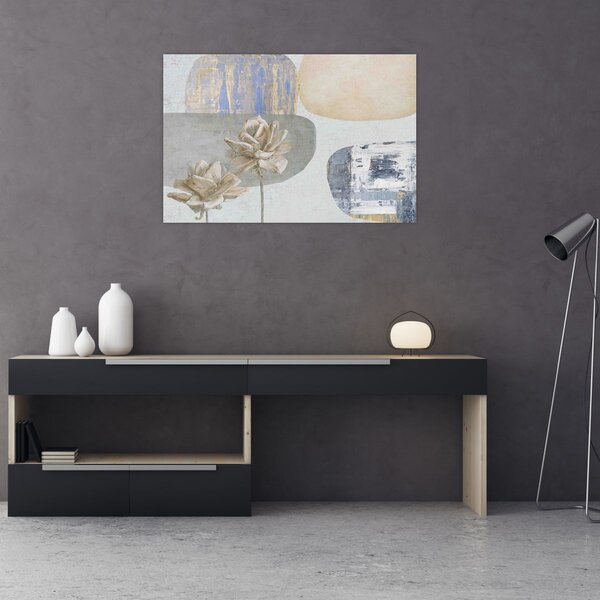 Kép - Festészet virágokkal és textúrákkal (90x60 cm)