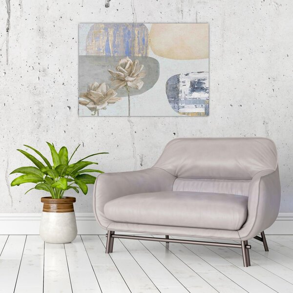Kép - Festészet virágokkal és textúrákkal (70x50 cm)