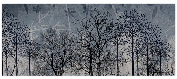 Kép - Fa sziluettek levelekkel (120x50 cm)