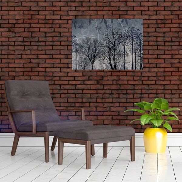 Kép - Fa sziluettek levelekkel (70x50 cm)