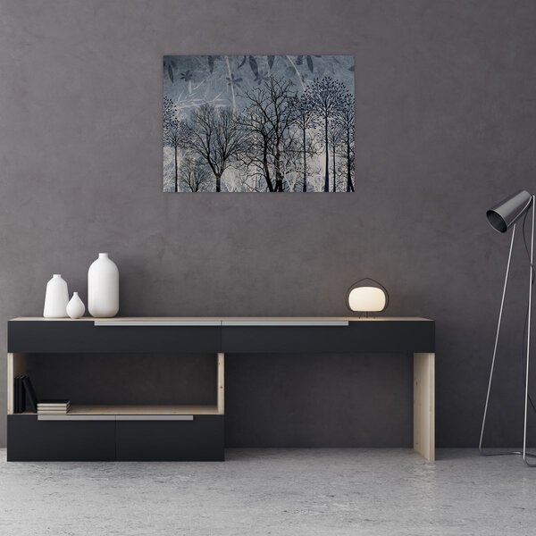 Kép - Fa sziluettek levelekkel (70x50 cm)