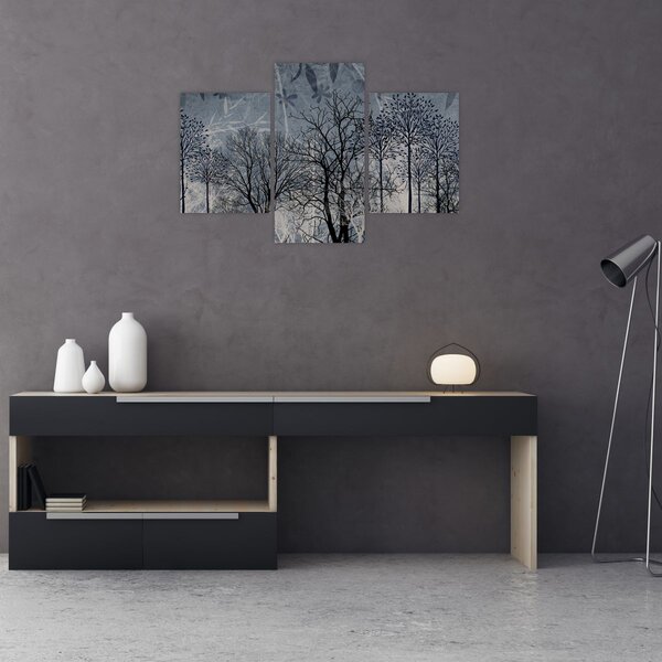 Kép - Fa sziluettek levelekkel (90x60 cm)