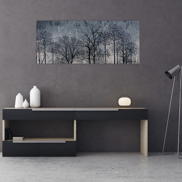 Kép - Fa sziluettek levelekkel (120x50 cm)