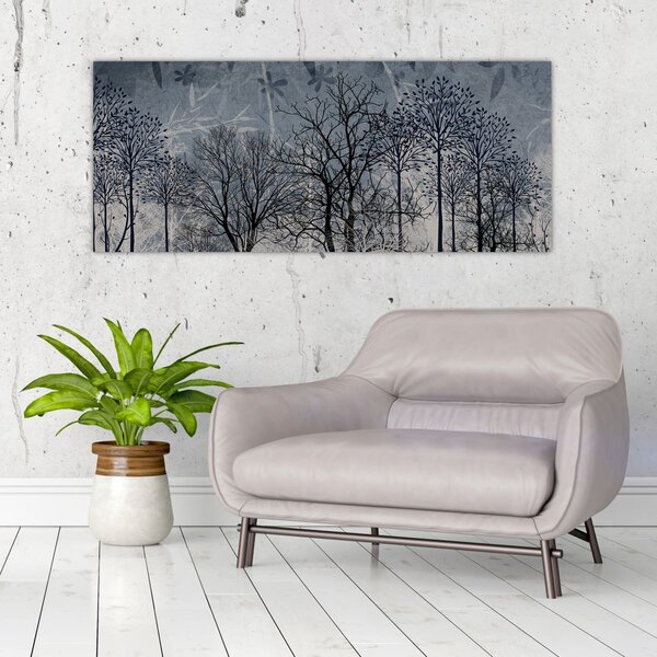 Kép - Fa sziluettek levelekkel (120x50 cm)