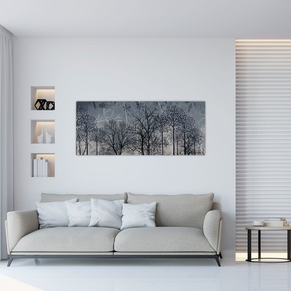 Kép - Fa sziluettek levelekkel (120x50 cm)