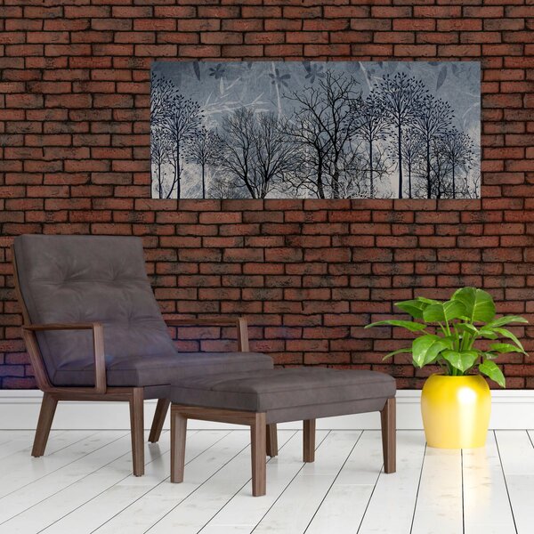 Kép - Fa sziluettek levelekkel (120x50 cm)