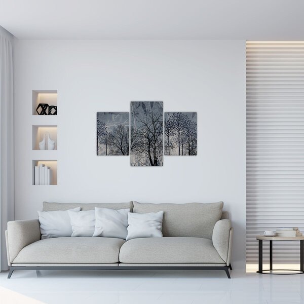Kép - Fa sziluettek levelekkel (90x60 cm)