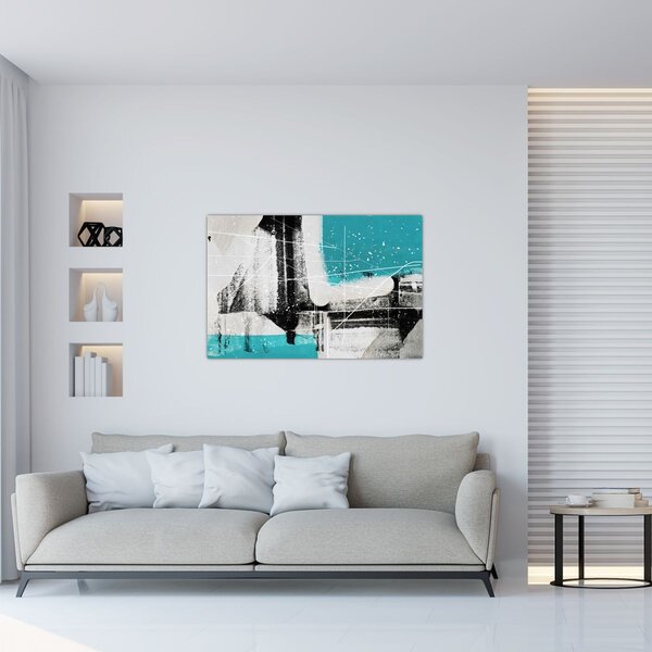 Kép - Türkiz absztrakció (90x60 cm)