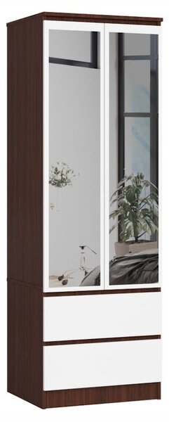 ESTRELLA S90 szekrény tükörrel, 90x180x51, wenge/fehér