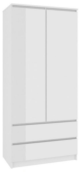 S90 szekrény, 90x180x51, fehér/fehér magasfényű