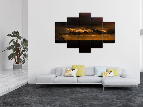 Egy vitorlás naplementekor képe (150x105 cm)