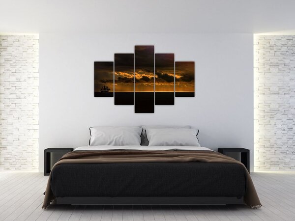 Egy vitorlás naplementekor képe (150x105 cm)
