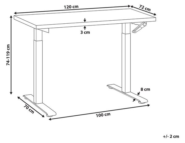 Manuálisan állítható asztal DESTINES 120 cm 72 cm Fehér
