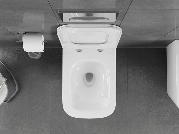 Mexen Teo, falra akasztható wc csésze 510x345x340 mm, Perem nélküli Tornado + duroplast wc ülőke, fényes fehér, 30850700T