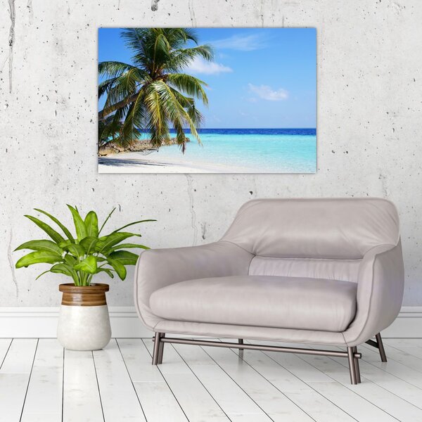 Pálmafák a strandon képe (90x60 cm)