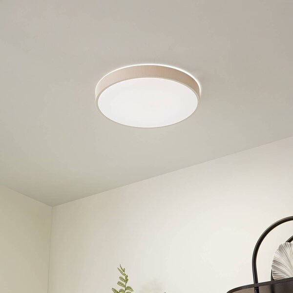 Lindby Zylo LED mennyezeti lámpa, bézs, Ø 49 cm, CCT, dimmelhető, dimmelhető, Krém / borostyánsárga, Nappali / Étkező, Műanyag