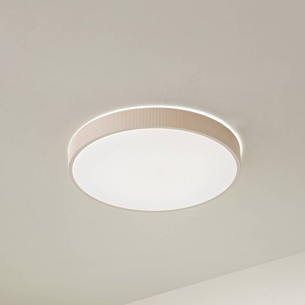 Lindby Zylo LED mennyezeti lámpa, bézs, Ø 49 cm, CCT, dimmelhető, dimmelhető, Krém / borostyánsárga, Nappali / Étkező, Műanyag