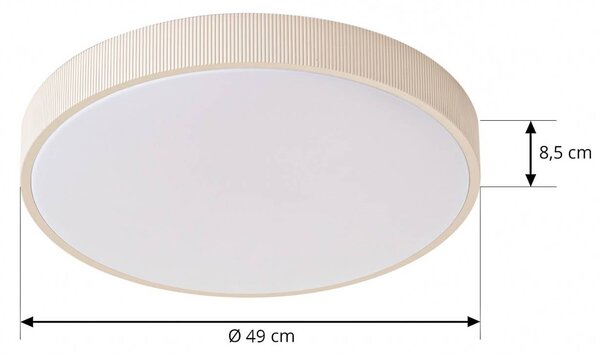 Lindby Zylo LED mennyezeti lámpa, bézs, Ø 49 cm, CCT, dimmelhető, dimmelhető, Krém / borostyánsárga, Nappali / Étkező, Műanyag