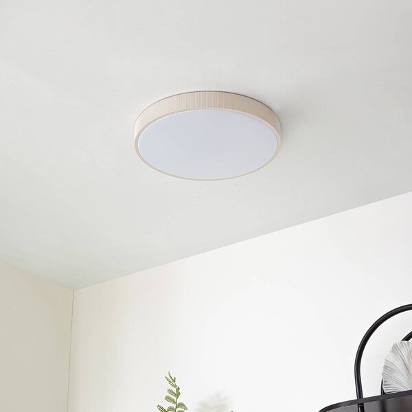 Lindby Zylo LED mennyezeti lámpa, bézs, Ø 49 cm, CCT, dimmelhető, dimmelhető, Krém / borostyánsárga, Nappali / Étkező, Műanyag