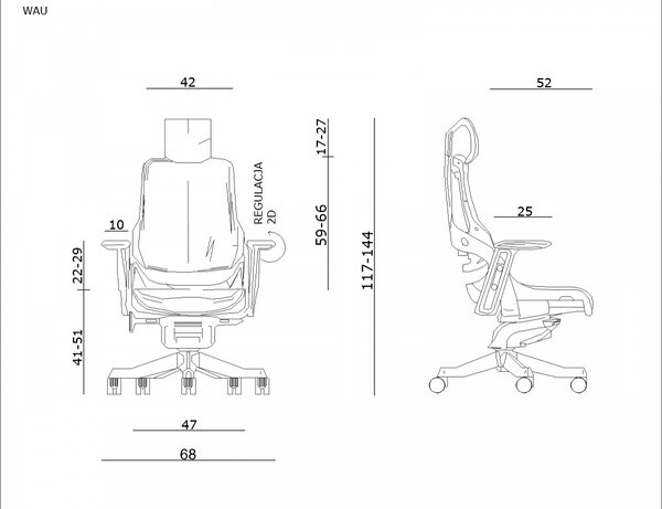 UNIQUE WAU ergonomikus irodai szék, fehér váz-sötétszürke háló