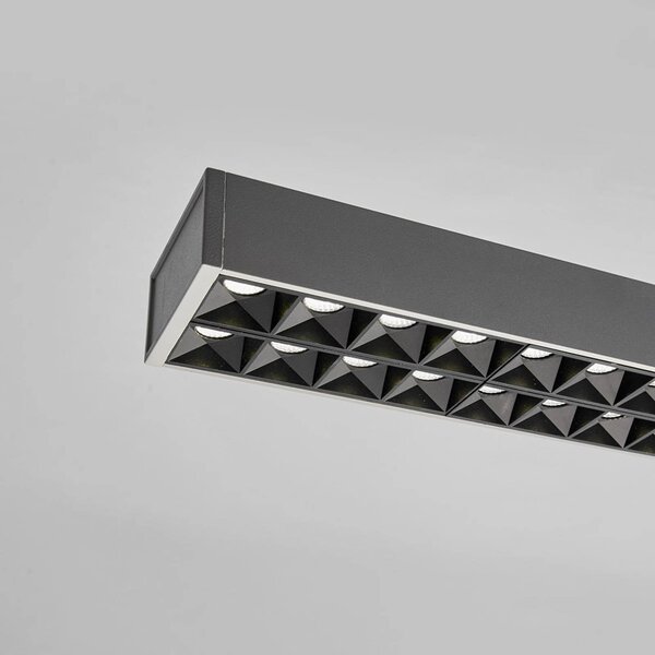 Arcchio LED irodai függőlámpa Jolinda, ezüst, 118cm, fel/le, le, Alu / szürke / cink, Dolgozószoba / Iroda, Alumínium, Modern