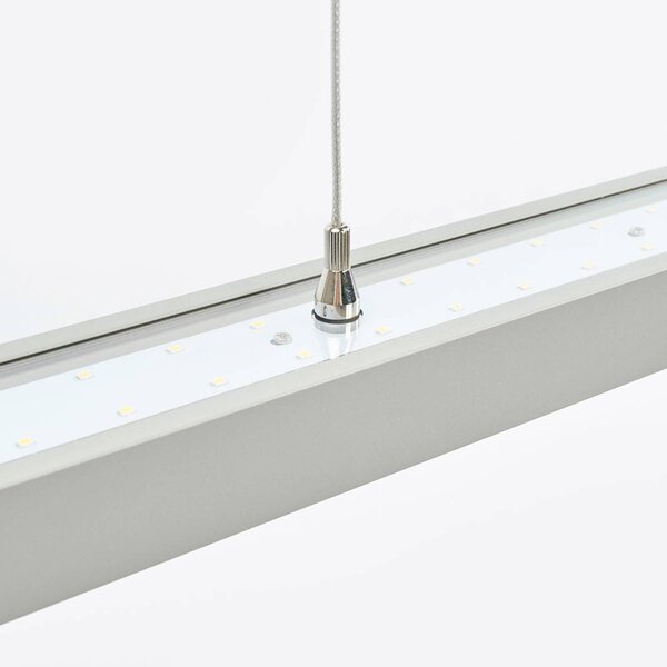 Arcchio LED irodai függőlámpa Jolinda, ezüst, 118cm, fel/le, le, Alu / szürke / cink, Dolgozószoba / Iroda, Alumínium, Modern