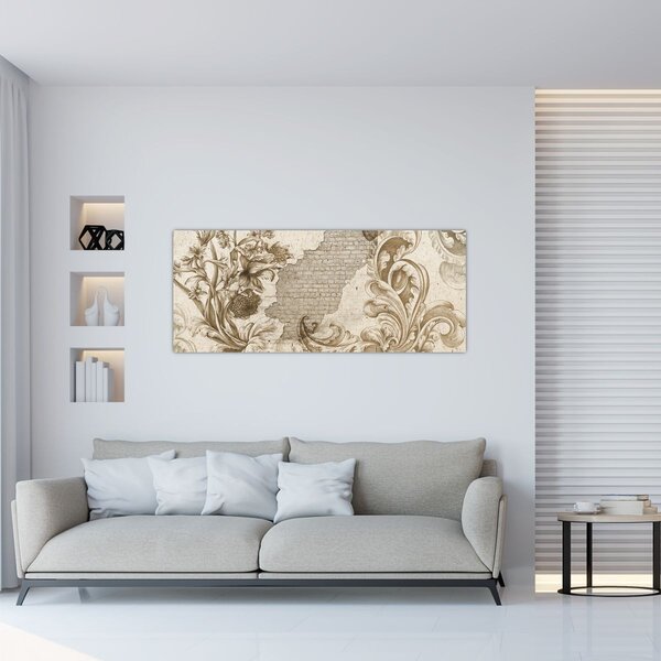 Kép - Fal virágokkal (120x50 cm)