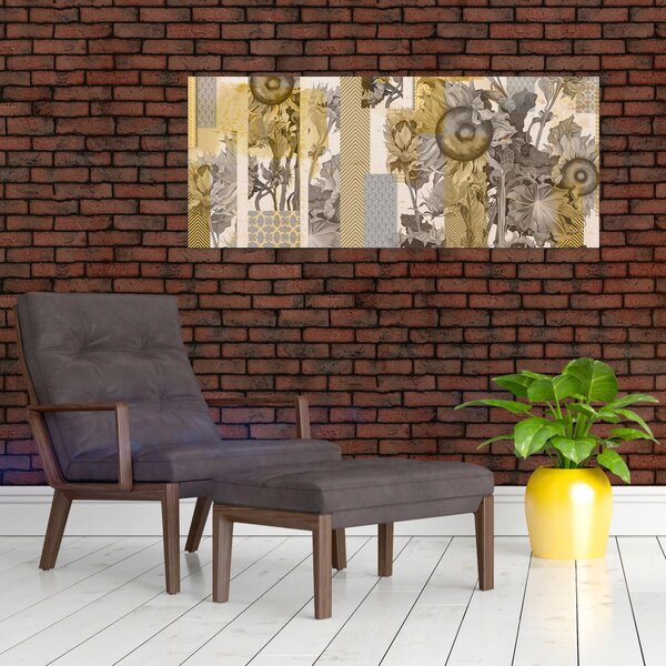 Kép - Kollázs napraforgóval (120x50 cm)