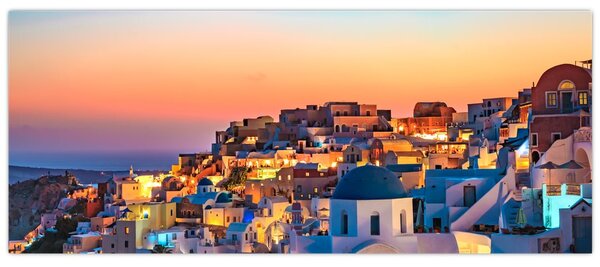 Kép - Santorini alkonyatkor (120x50 cm)