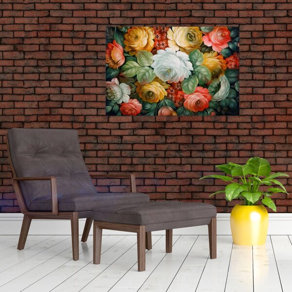 A festett virágcsokor képe (90x60 cm)