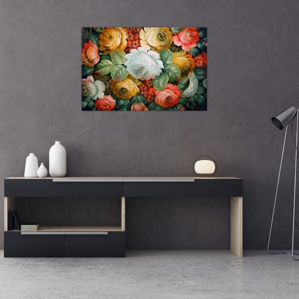 A festett virágcsokor képe (90x60 cm)