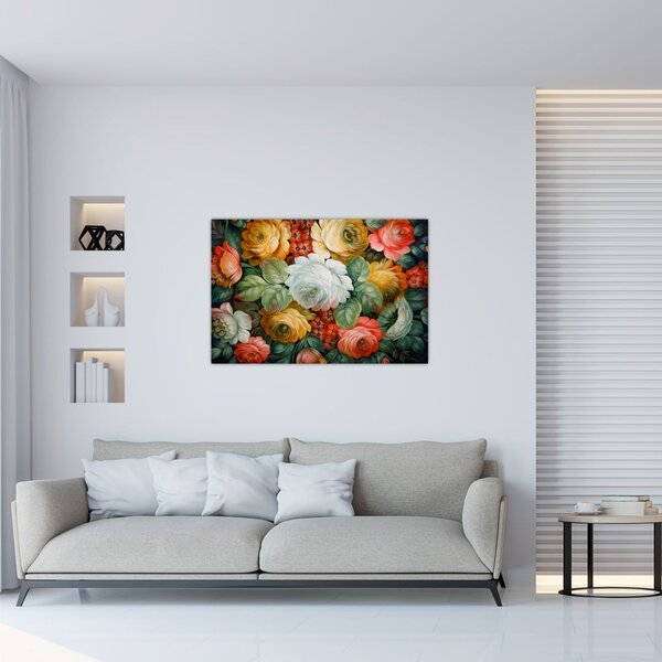 A festett virágcsokor képe (90x60 cm)