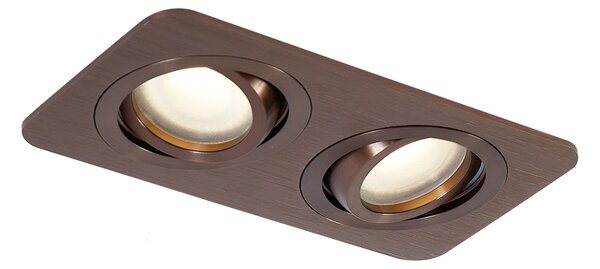 Lekerekített süllyesztett spotlámpa sötét bronz GU10 50mm forgatható és dönthető IP44 2-lámpás - Alberto
