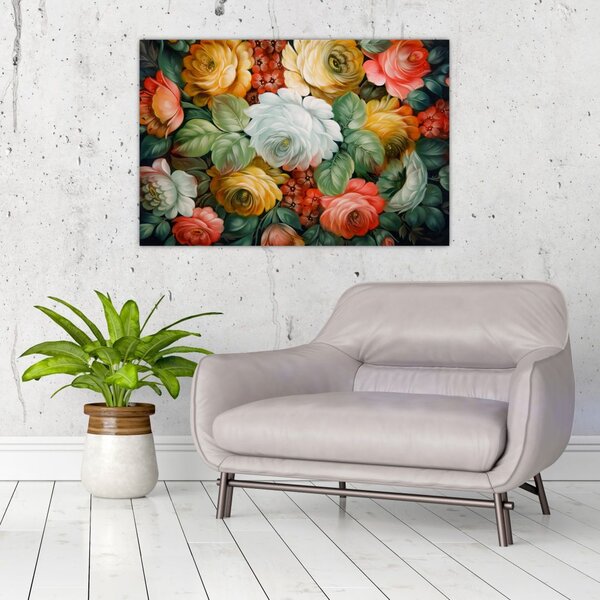 A festett virágcsokor képe (90x60 cm)