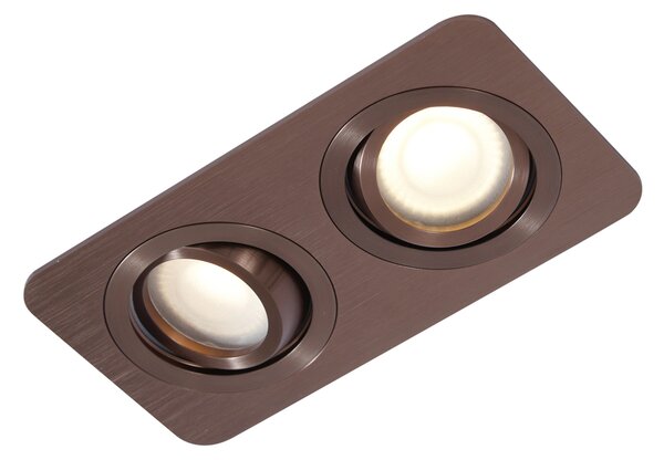 6 darabos, lekerekített, sötét bronz, süllyesztett spotlámpa készlet GU10 50mm-es, forgatható és dönthető IP44 2-fényű - Alberto